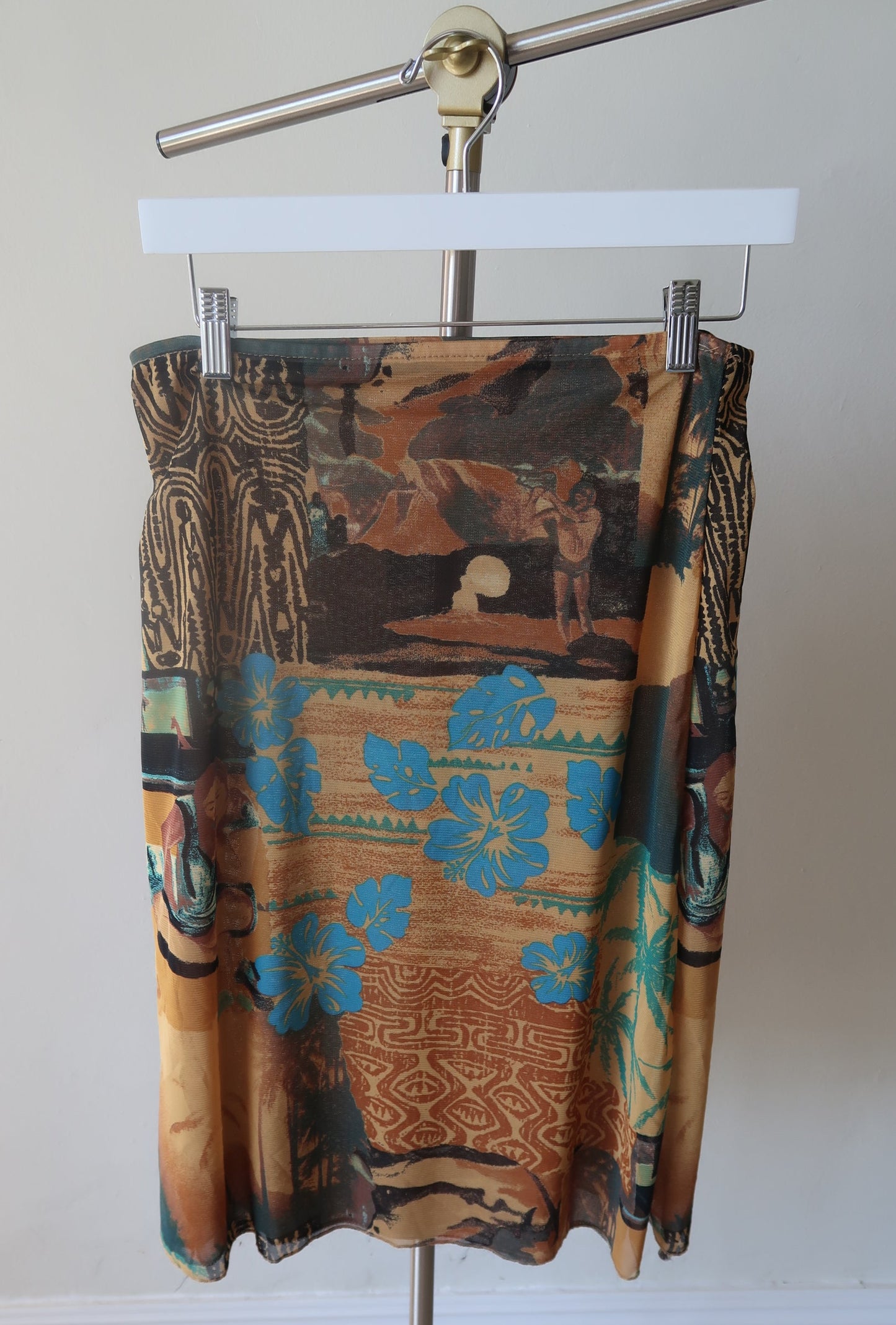 Tropical Print Semi Sheer Skirt