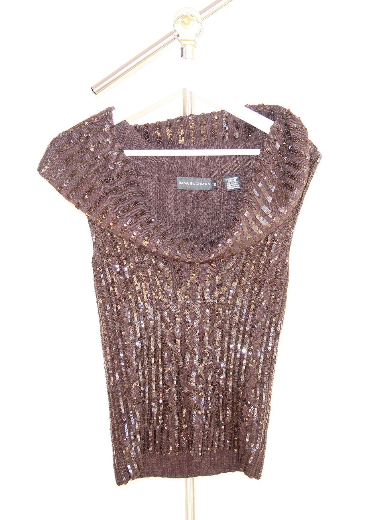 Dana Buchman Cashmere Sequin Cowl Neck Top
