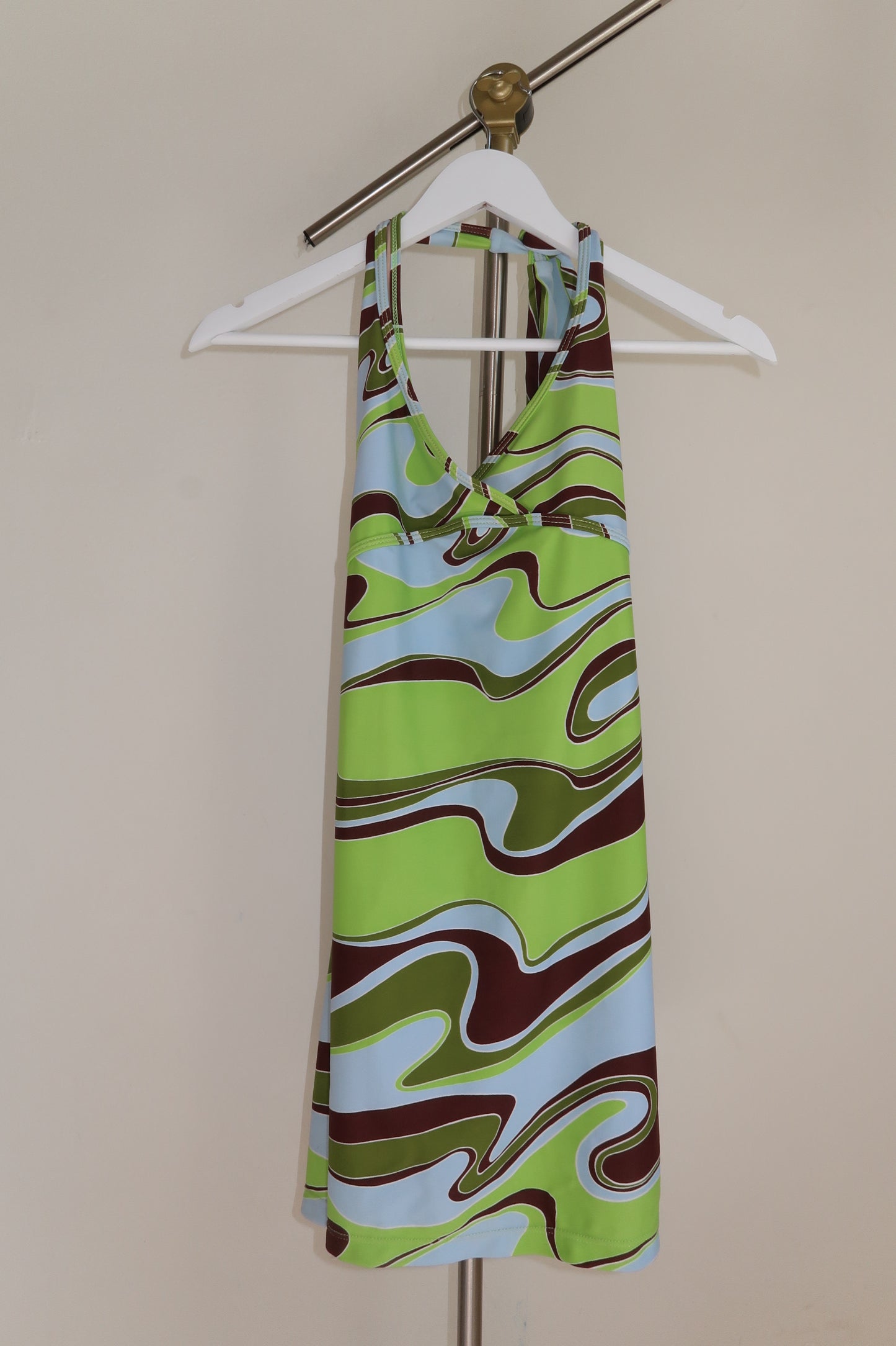 Abstract Swim Halter Dress