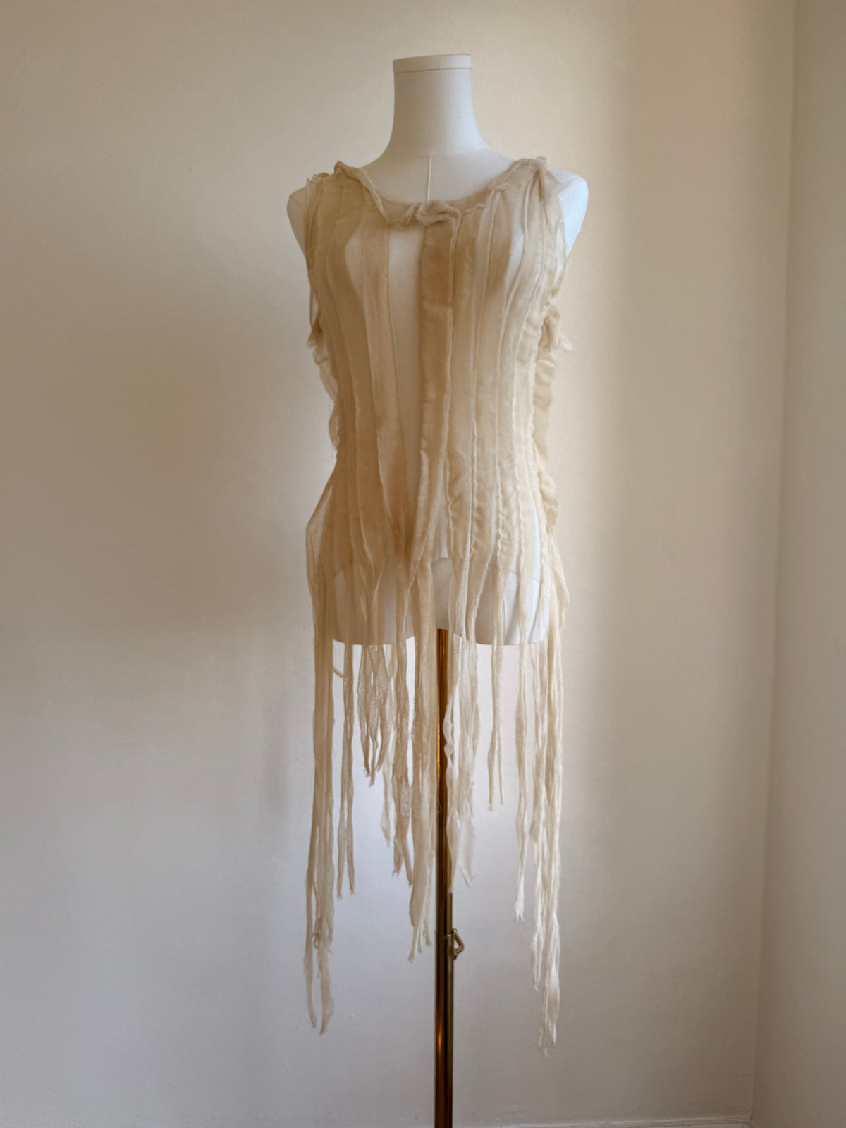 Jean Paul Gaultier SS02 Deconstructed Fringe Mesh Tank