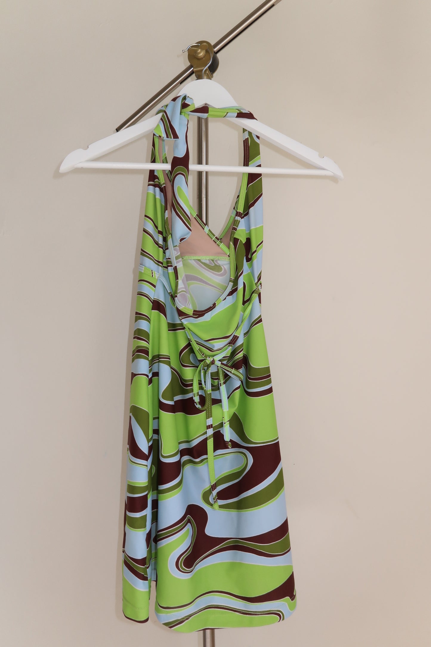 Abstract Swim Halter Dress