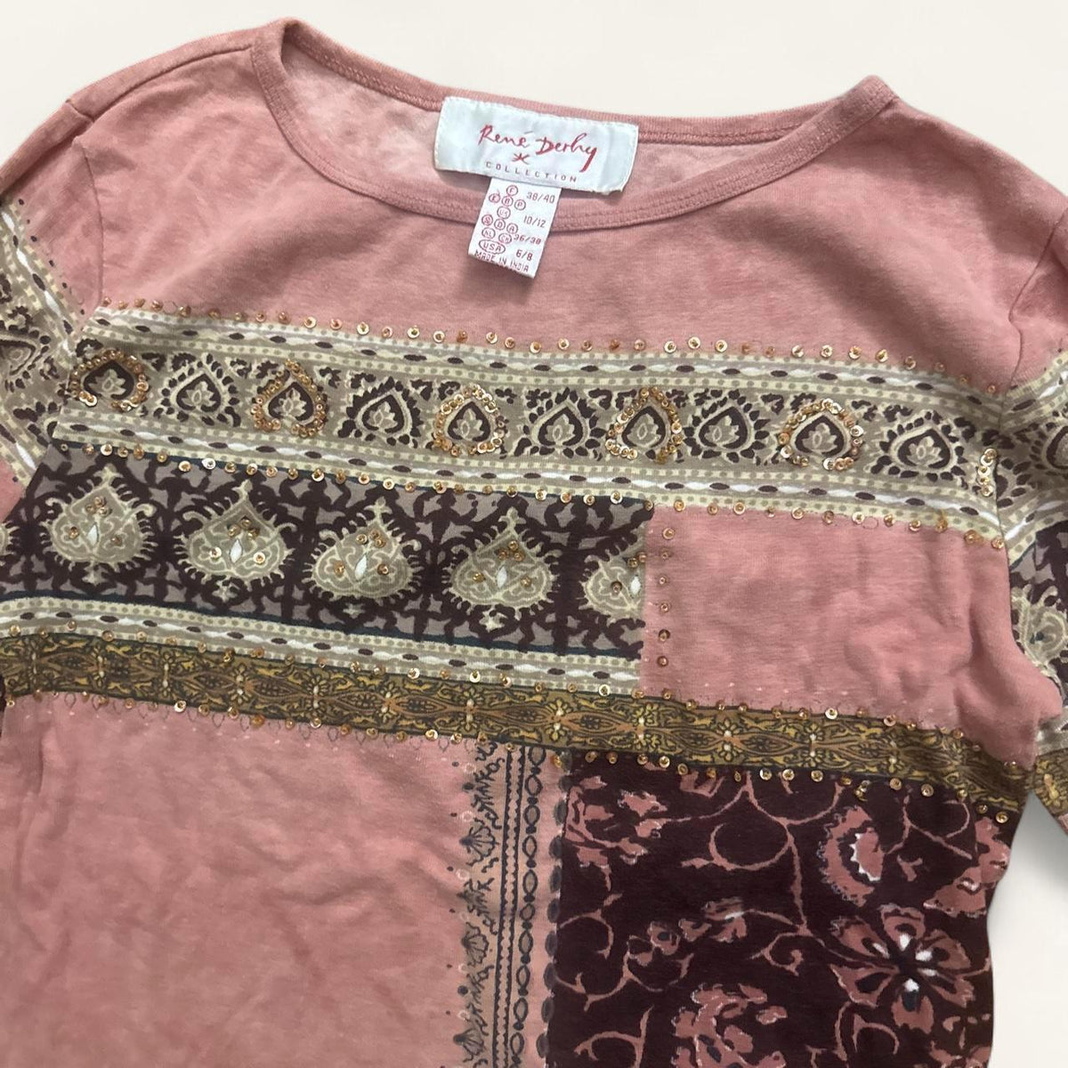 René Derhy Pink Patchwork Top