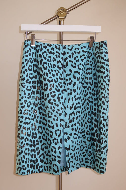 Blumarine Spring Summer 2000 Blue Leopard Skirt