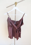 Bisou Bisou Brown Wrap Tie Top