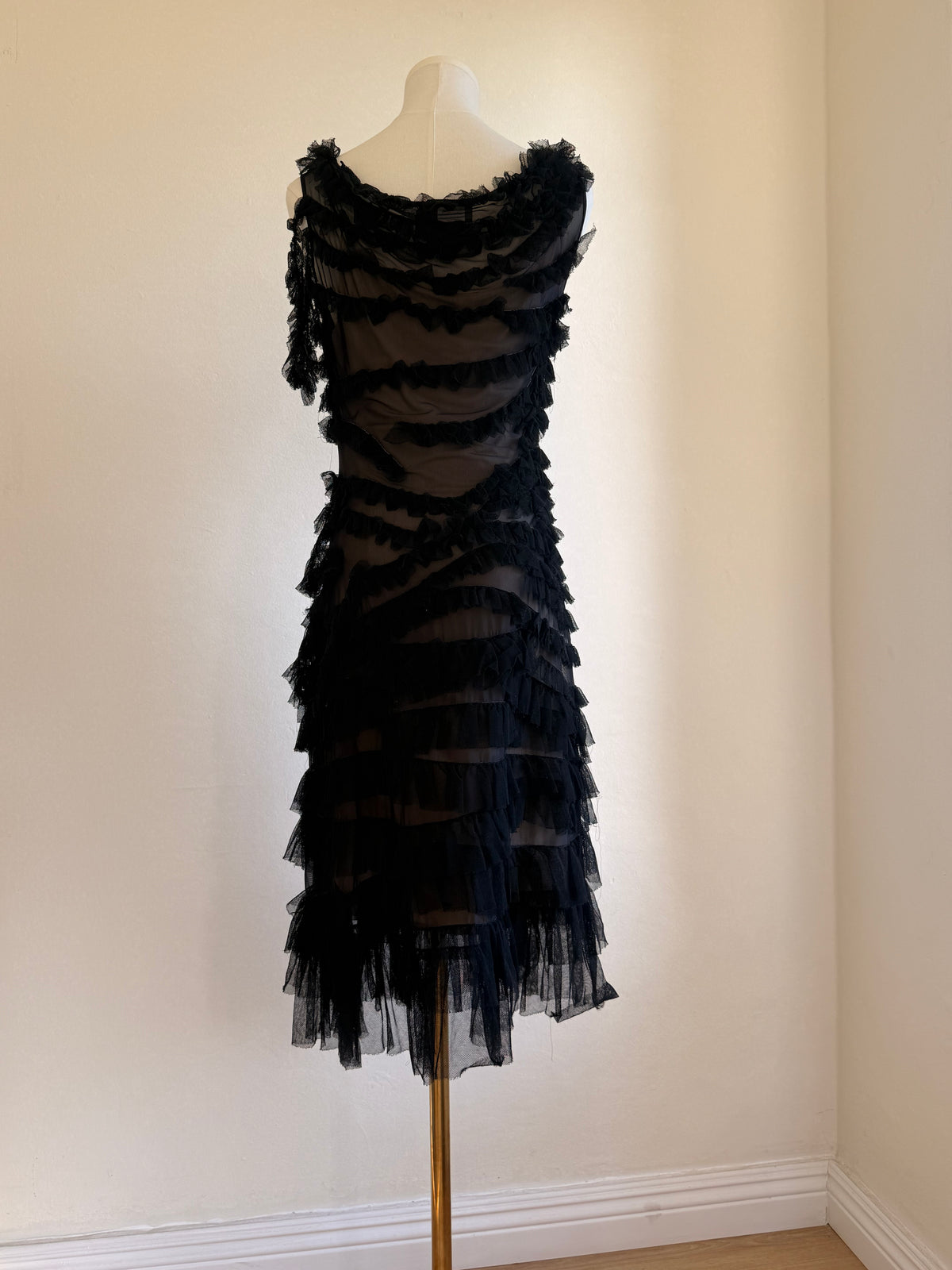 Jean Paul Gaultier SS02 Black Fringe Mesh Dress