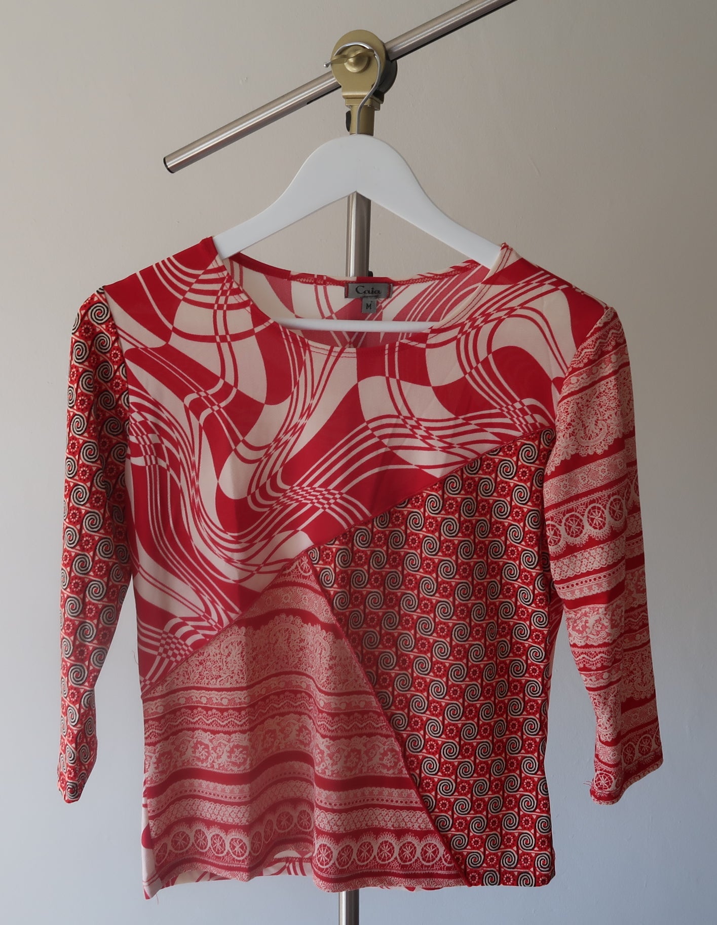 Geometric Print Quarter Sleeve Top