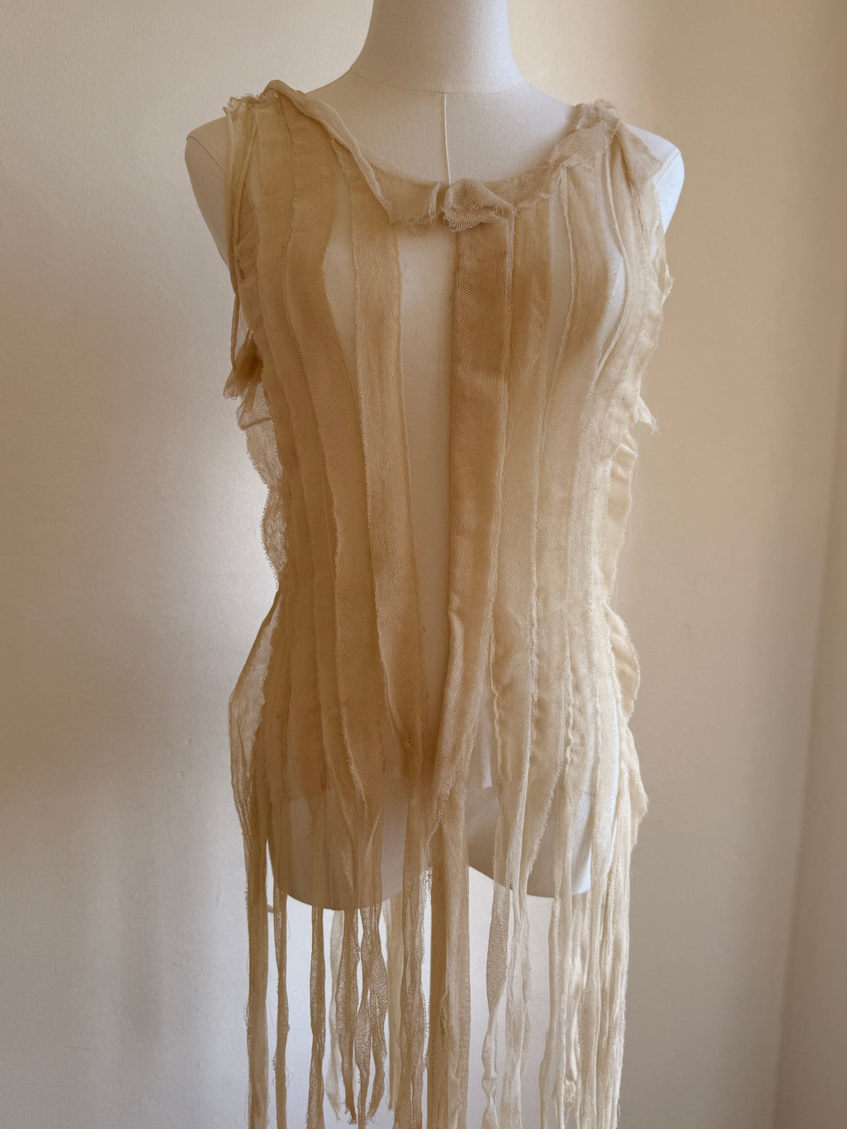 Jean Paul Gaultier SS02 Deconstructed Fringe Mesh Tank