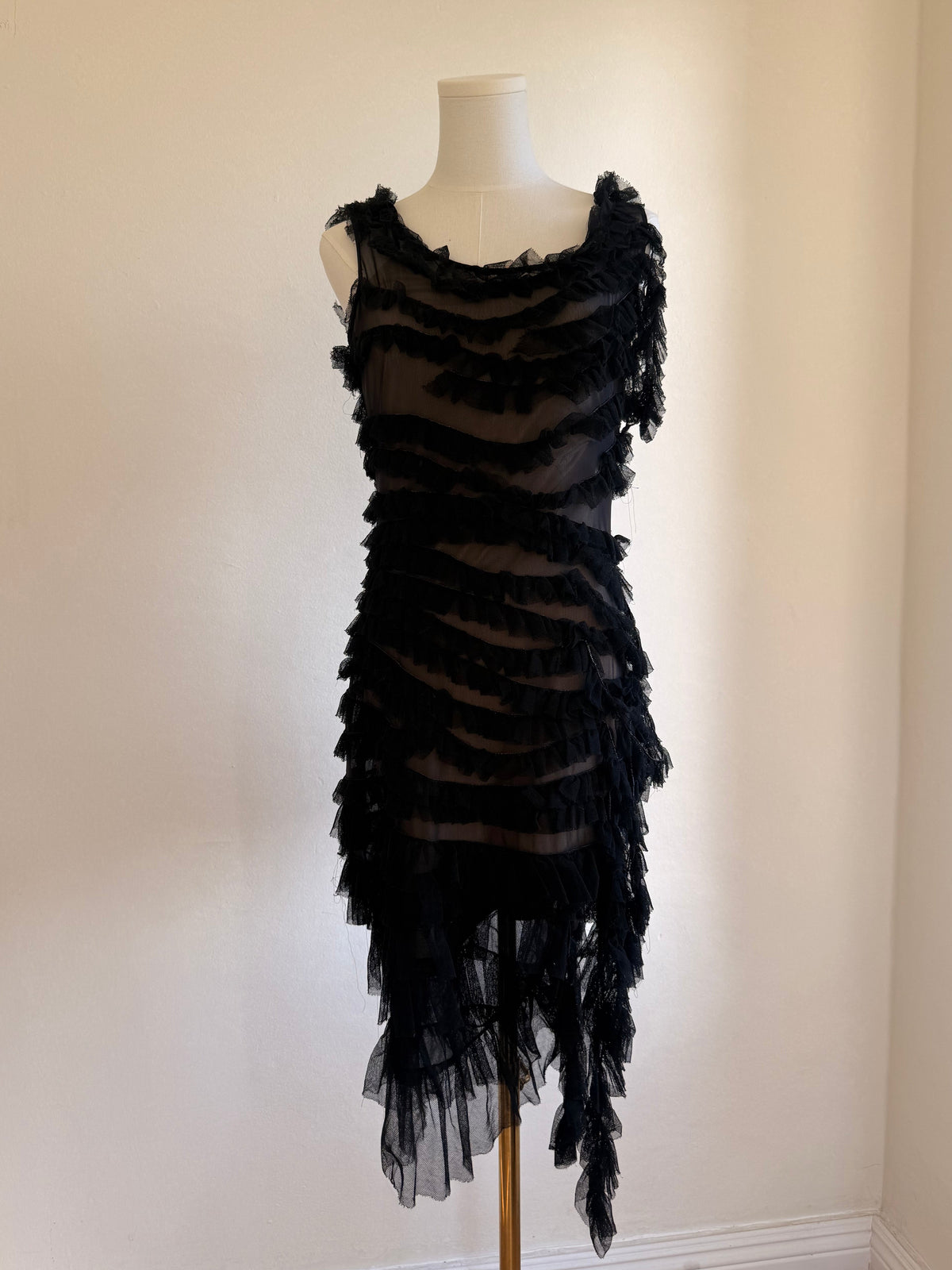 Jean Paul Gaultier SS02 Black Fringe Mesh Dress