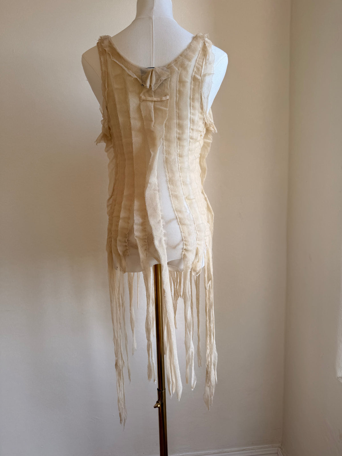 Jean Paul Gaultier SS02 Deconstructed Fringe Mesh Tank