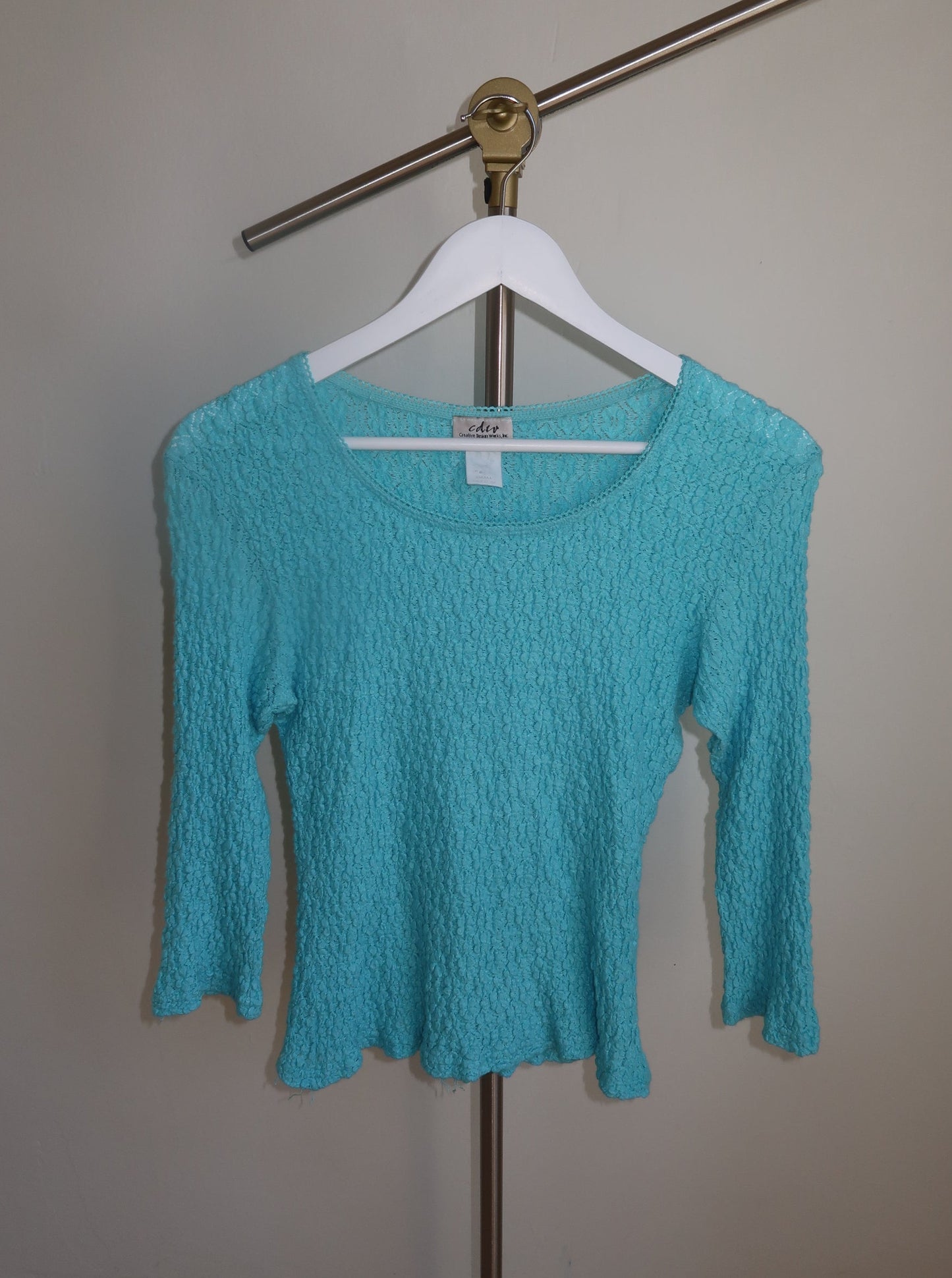 CDW Blue Floral Scrunch Top