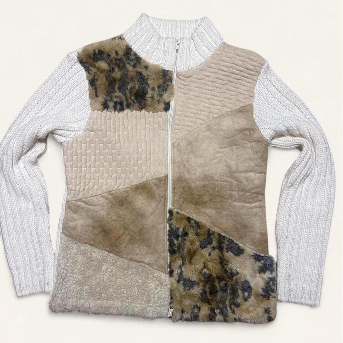 Wool Zip Up Patchwork Jacket