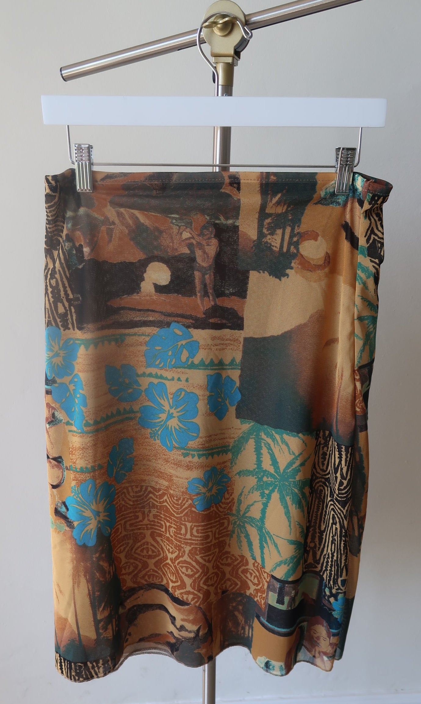 Tropical Print Semi Sheer Skirt