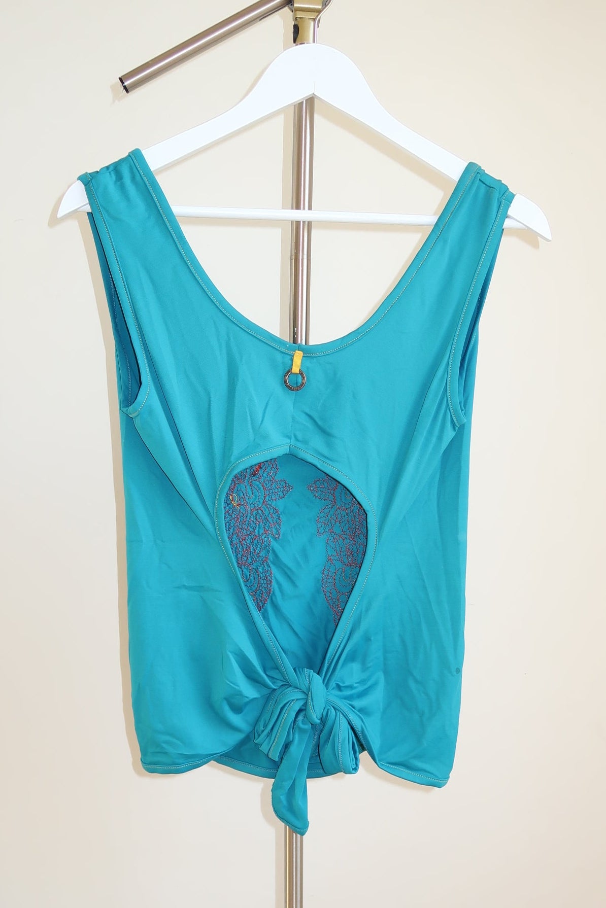 Save The Queen Blue Floral Appliqué Tank
