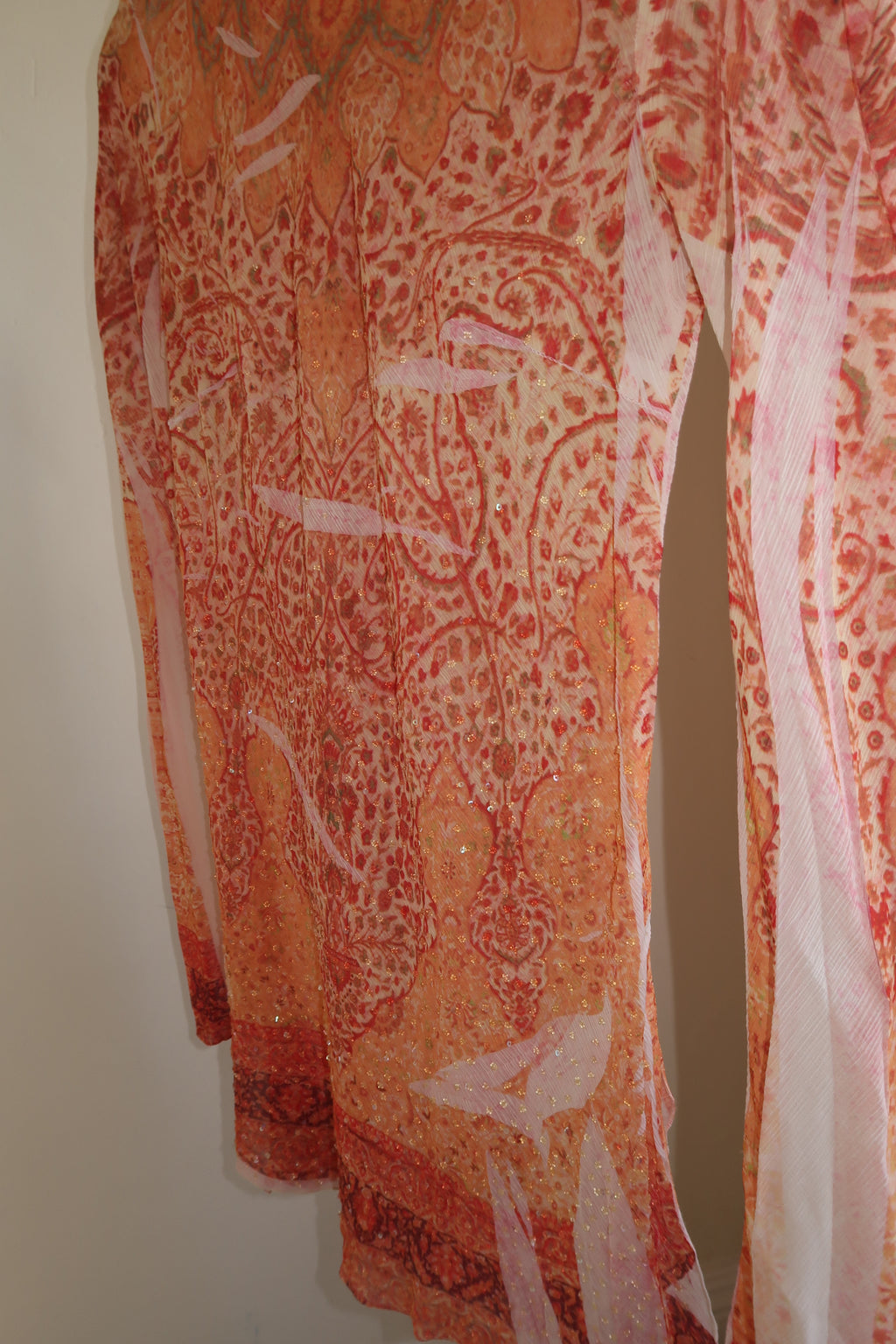 Vintage Beaded Abstract Print Coverup
