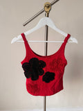 Mezon Red Floral Appliqué Tank