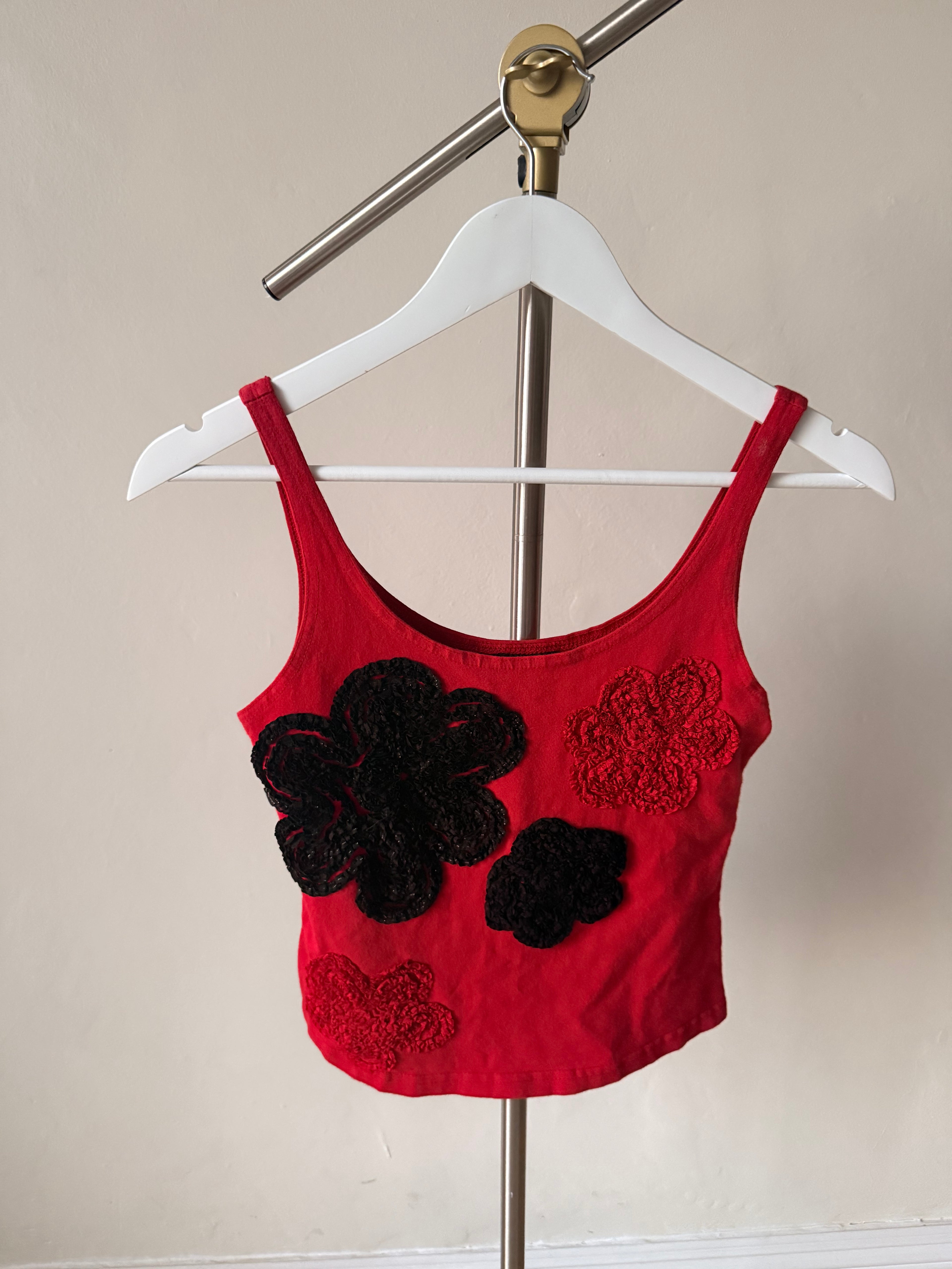 Mezon Red Floral Appliqué Tank