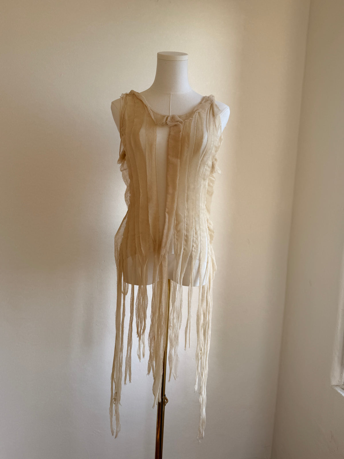 Jean Paul Gaultier SS02 Deconstructed Fringe Mesh Tank