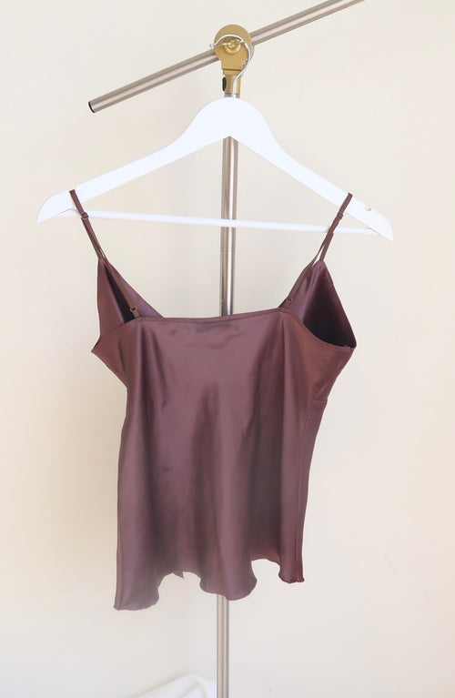 Bisou Bisou Brown Wrap Tie Top