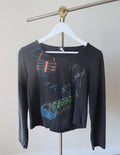 Y2K Beaded Graphic Long Sleeve Top