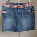Dolce & Gabbana Vintage Y2K Denim Skirt 
Denim skirt with pink floral hem detailing 