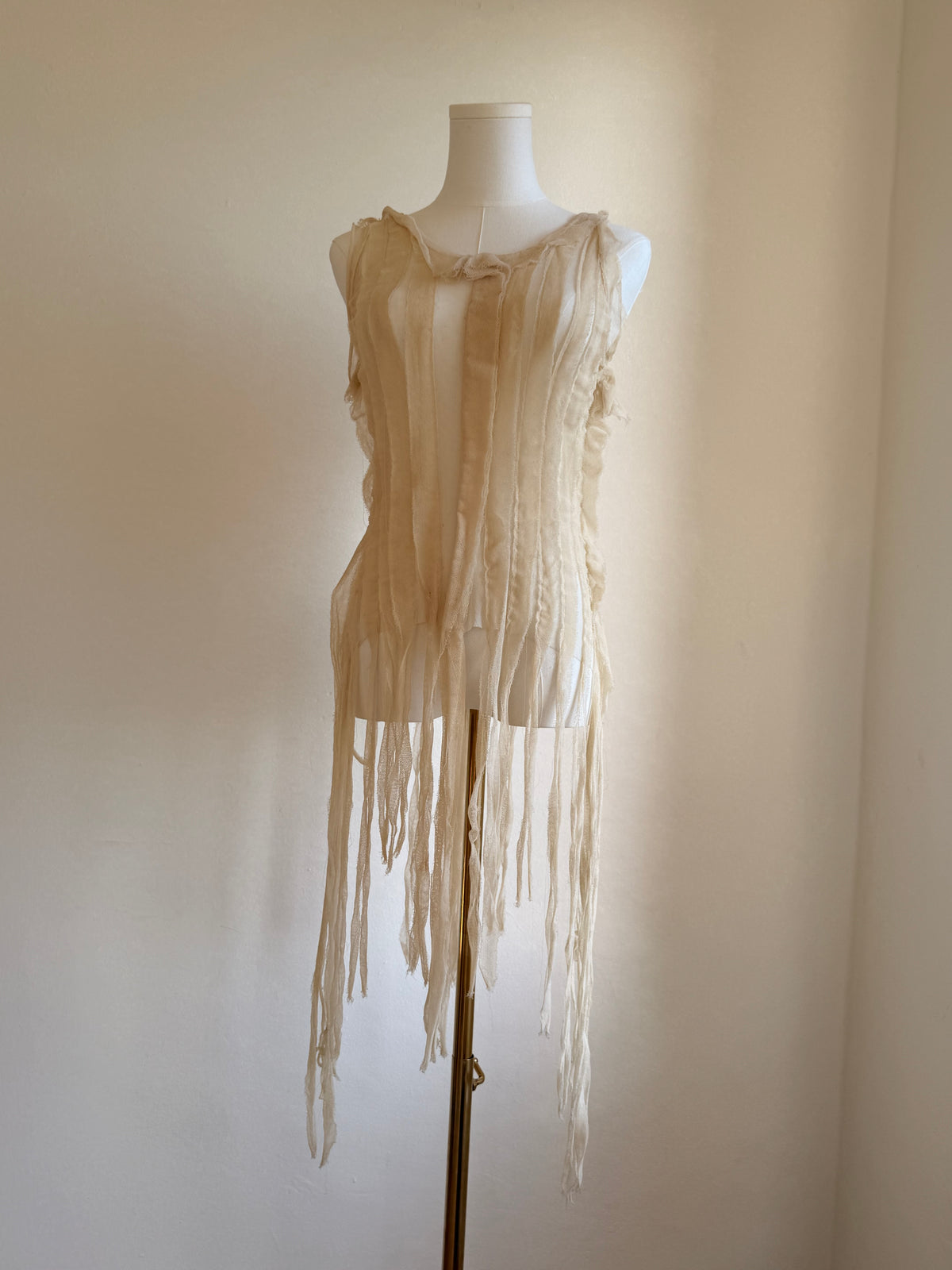 Jean Paul Gaultier SS02 Deconstructed Fringe Mesh Tank