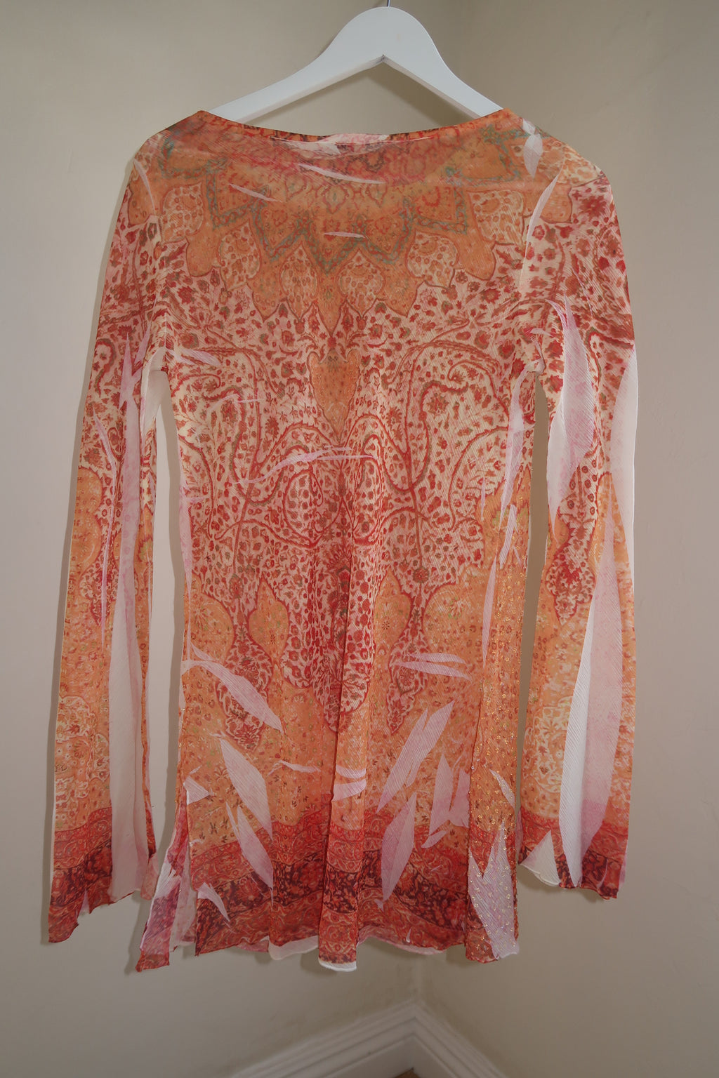 Vintage Beaded Abstract Print Coverup
