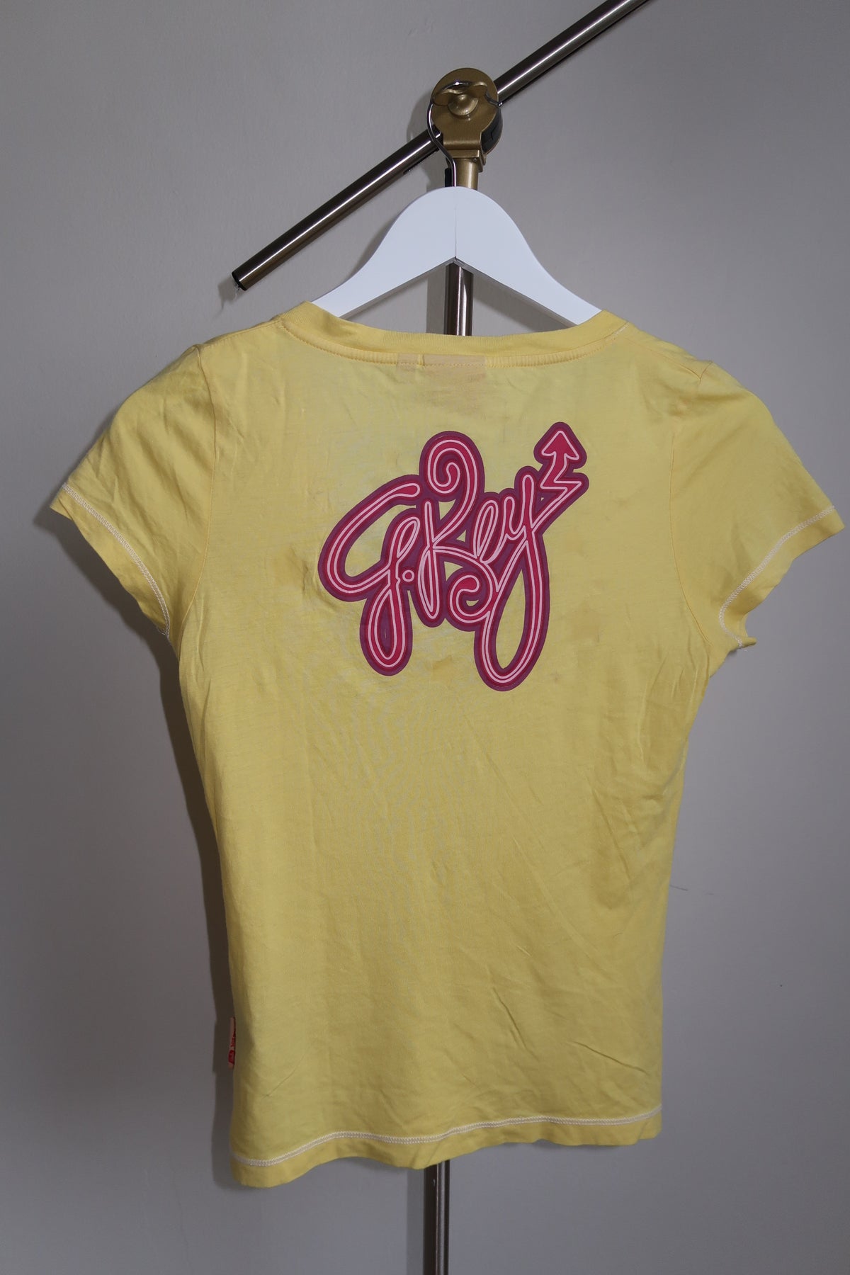 G.Key Graphic Yellow V Neck Shirt
