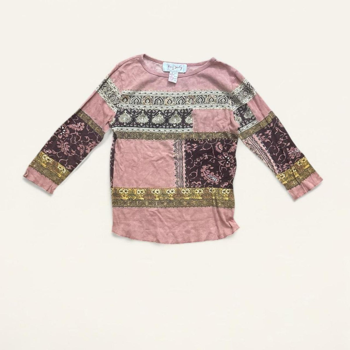 René Derhy Pink Patchwork Top