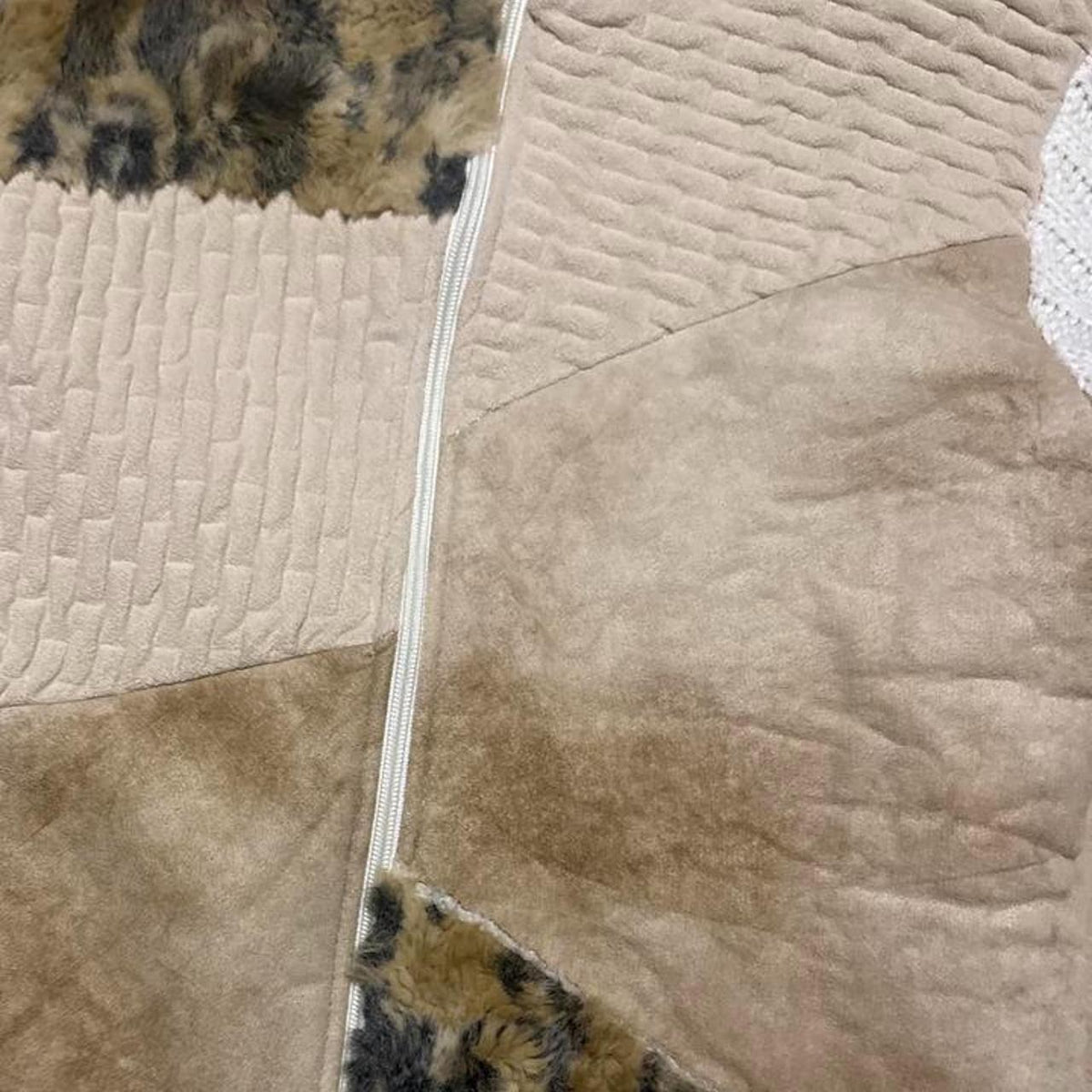 Wool Zip Up Patchwork Jacket